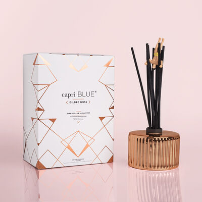 Capri Blue Dark Vanilla and Sandalwood Gilded Muse Reed Diffuser, 7.75 fl oz with surprise